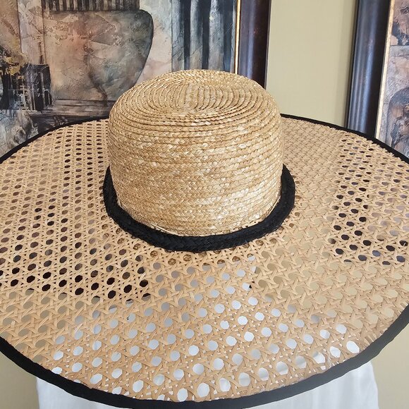 Zahati. Wheat straw hats. Fluted Hat - Black  100% made in Spain main image 8